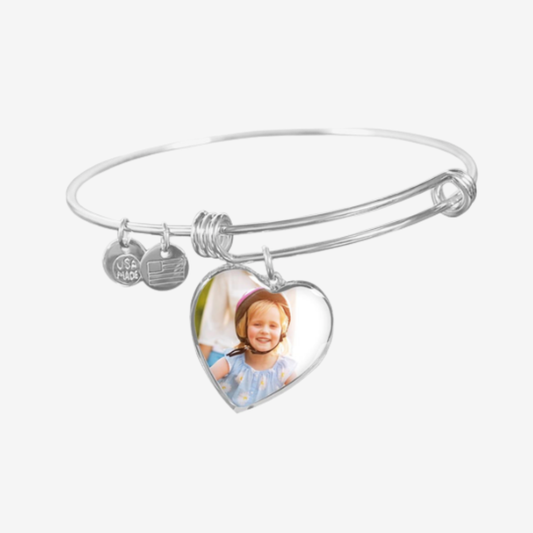 The Cherished Heart Bangle with a custom photo pendant