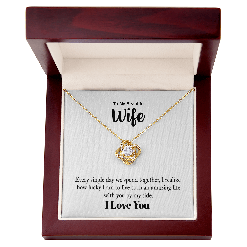 Love Knot Necklace in 14K white gold finish