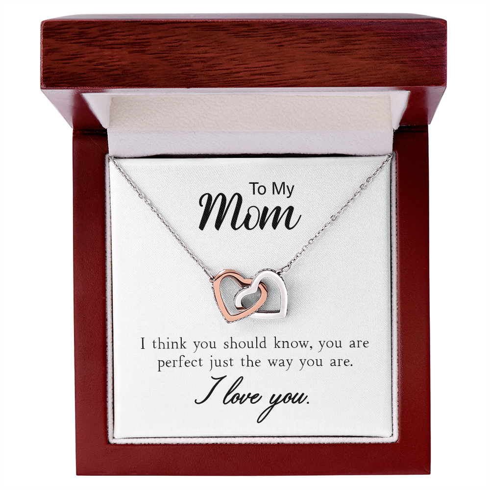 The Bound Hearts Necklace for Mom with two linked hearts