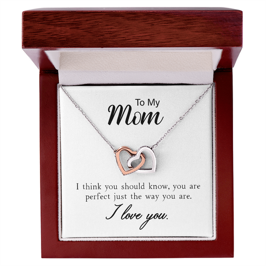 The Bound Hearts Necklace for Mom with two linked hearts