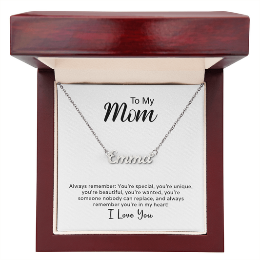 Custom Name Necklace for Mom in a cursive design