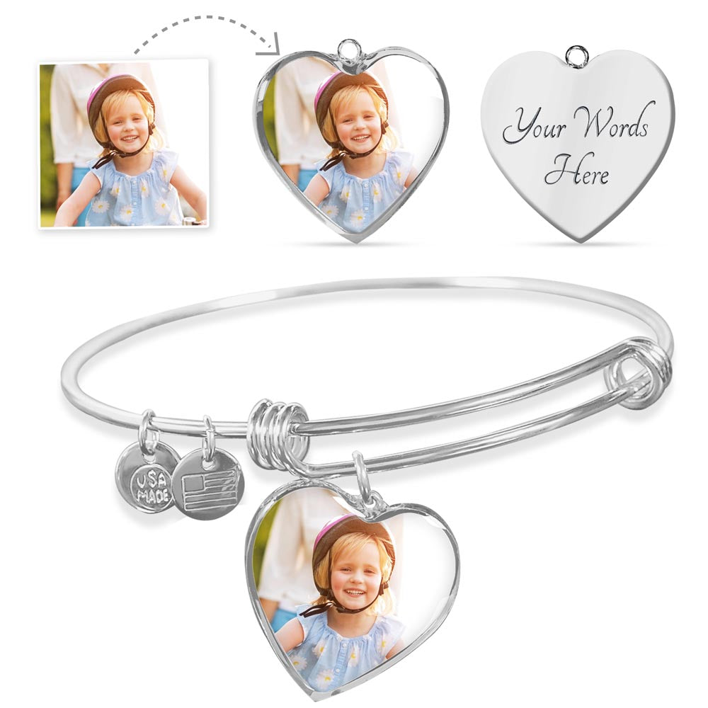 Cherished Heart Bangle in 18K gold finish, close-up