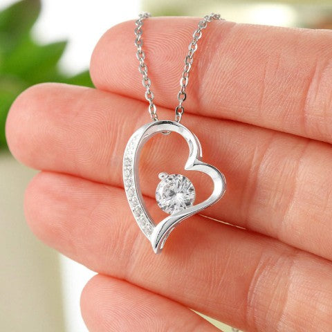 Held Close Necklace in white gold finish