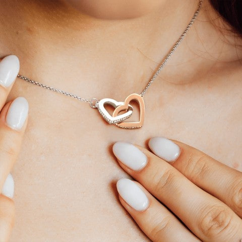 Bound Hearts Necklace in white gold finish